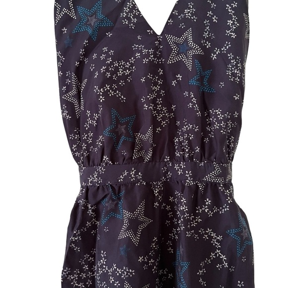 Paloma Blue “Eclipse” star print silk crepe de chine navy sleeveless jumpsuit - Picture 4 of 14
